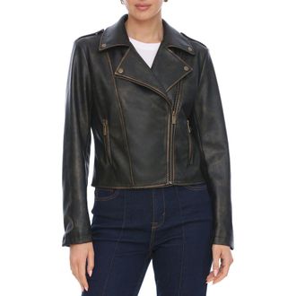 Bagatelle Faux Leather Moto Jacket in Black-Gold at Nordstrom Rack, Size X-Large
