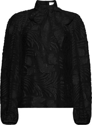 Adam Lippes Joan fil coup&eacute; blouse met strik - Zwart