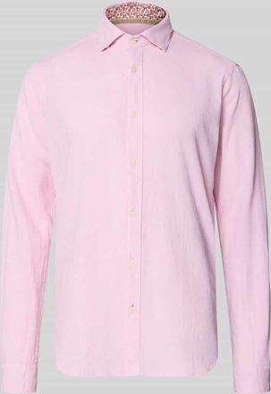 Fil Noir Regular Fit Business-Hemd aus Leinen-Baumwoll-Mix Modell ROMA in Rosa, Gr&ouml;&szlig;e 38