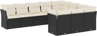 vidaXL Vidaxl - Set De Sof&aacute;s De Jard&iacute;n 10 Pzas Cojines Rat&aacute;n Sint&eacute;tico Negro