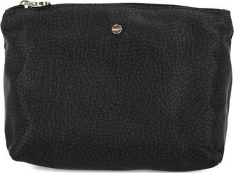 Borbonese zip-top make up bag - women - Polyester/Calf Leather - One Size - Black