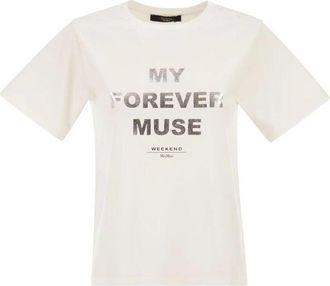 Max Mara Mijn Vooraltijd Muse Grafische T-shirt - Dames - T-shirts - Wit - S - Katoen - Tops
