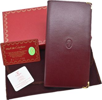 Cartier Bordeaux Red Color Long Wallet (Bi-Fold) (Pre-Owned)