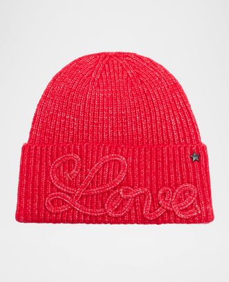 Jocelyn Love Embroidered Knit Beanie