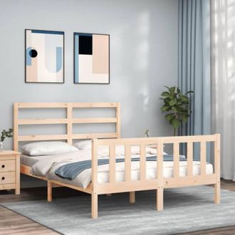vidaXL Estructura De Cama De Matrimonio Con Cabecero Madera Maciza Vidaxl