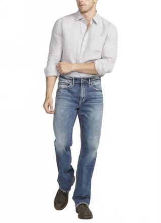 Silver Jeans Co Zac Relaxed Fit Straight Leg Jeans In Medium Indigo Wash