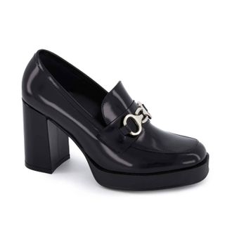 Andrea Womens High Heel Loafers In Black