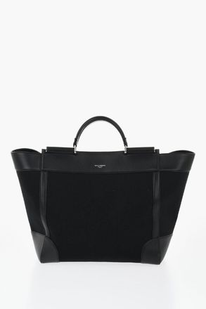 Dolce & Gabbana Maxi Borsa Tote in Cotone e Pelle con Doppio Manico Dolce & Gabbana