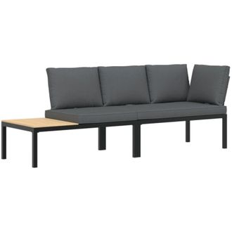 vidaXL Vidaxl - Set De Sof&aacute;s De Jard&iacute;n Con Cojines 2 Piezas Aluminio Negro