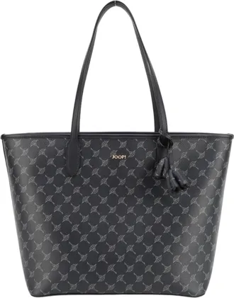 Joop Shopper JOOP cortina 1.0 shopper lhz, Damen, Gr. B/H/T: 36cm x 29cm x 17cm, blau (schwarz navy), Lederimitat, bedruckt, Taschen Shopper, Damen Handtas