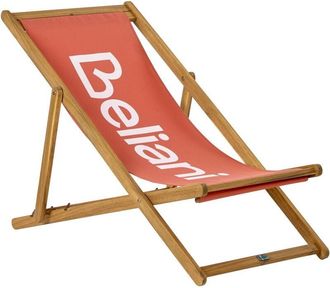 Beliani Beliani - Tumbona De Jard&iacute;n De Tela Roja Madera De Acacia Clara Reclinable Plegable Anzio