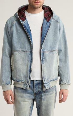 Diet Starts Monday Twin Needed Hooded Denim Jacket in Washed Indigo at Nordstrom Rack, Size Small