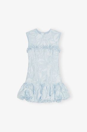 Ganni Blue Textured Cloque Corset Mini Dress - Size 10/12