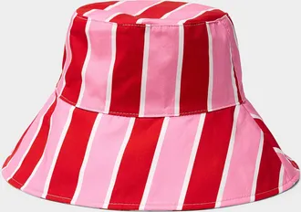 Simons Womens Parasol-stripe wide-cuff reversible bucket hat