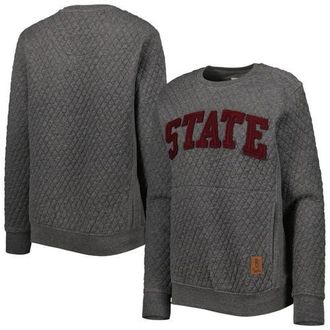 Pressbox Womens Pressbox Heather Charcoal Mississippi State Bulldogs Moose Quilted Pullover Sweatshirt at Nordstrom, Size Small