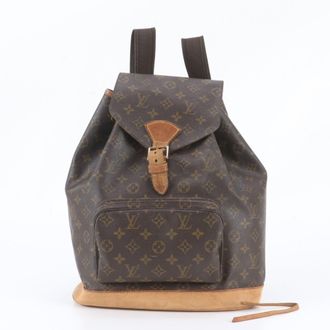Louis Vuitton Brown Leather Coated Canvas Backpack (Pre-Owned)