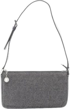 Bulgari Pre-owned Shoulder Bags, female, Black, Size: ONE SIZE Pre-owned Logo Mania Canvas Leather Shoulder Bag