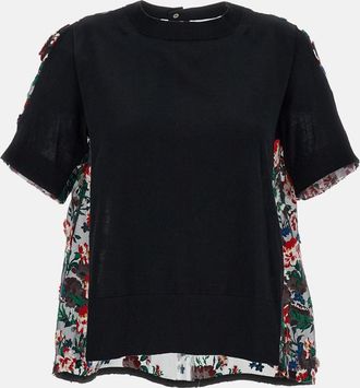 sacai Top A Maniche Corte Con Ricamo