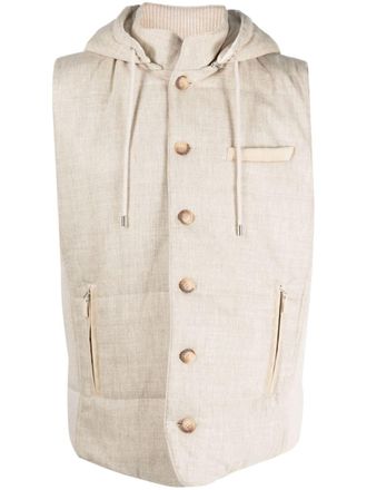 La Fileria Bodywarmer met afneembare capuchon - Beige