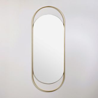 Maisons du monde Espejo de pared ovalado, acero dorado, 38x100 cm