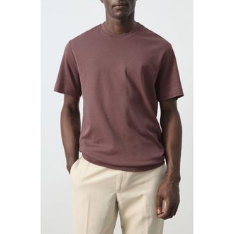 Mango Regular Fit Medium Weight Cotton T-Shirt in Plum at Nordstrom, Size X-Large