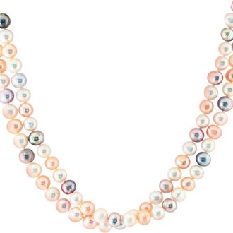 Effy Sterling Silver 8-9mm Multicolor Freshwater Pearl Long Necklace in Peach Multi at Nordstrom Rack