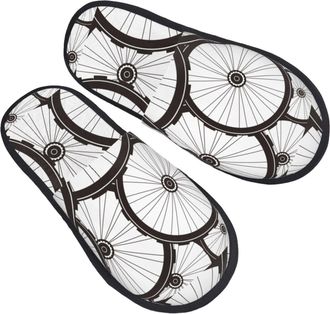 Generic Bicycle Wheel Pattern Unisex House Shoes Fluffy House Slippers Cosy Shoes For Bedroom Indoor Outdoor M