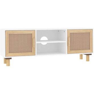 vidaXL Vidaxl - Mueble Para Tv Madera Maciza Pino Y Rat&aacute;n Natural 105x30x40 Cm