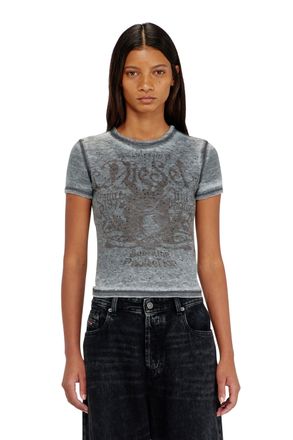 Diesel Slim jersey T-shirt with print and studs - T-Shirts - Woman - Multicolor
