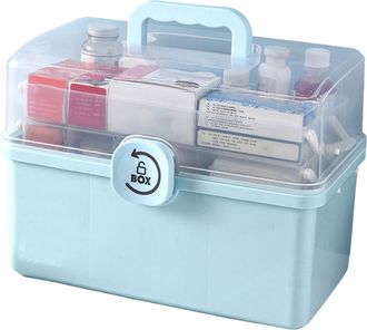 Infinite Multifunktionale, Tragbare Aufbewahrungsbox Mit Gro&szlig;em Fassungsverm&ouml;gen, Mehreren Ablagen Und Tragegriff F&uuml;r Die Hausapotheke - Gr&ouml;&szlig;e: 34 X 19 X 21,5 