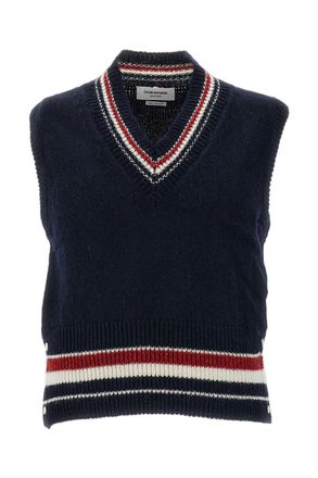 Thom Browne Blue Hector Intarsia Wool Mohair Vest