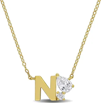 Mimi & Max 3/4ct TGW Created White Sapphire Q Initial Necklace Yellow Plated Sterling Silver