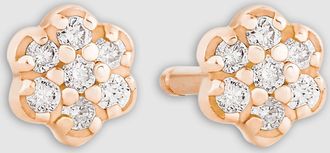 Ginette NY Boucles doreilles Lotus Mini Be Mine Or Rose Diamants