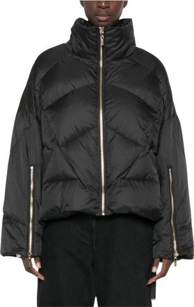 Twinset Gestructureerde Kraag Gevulde Jas - Dames - Winterjassen - Zwart - M - Polyester - Jassen
