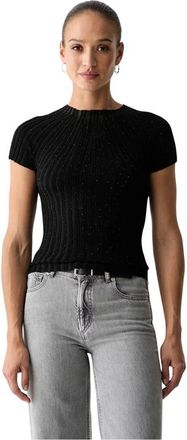Guess Slim Fit Mock Turtleneck T-shirt - Dames - Ronde hals truien - Zwart - XS - Truien & Vesten