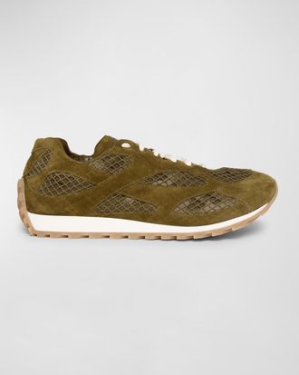 Bottega Veneta Orbit Suede Mesh Runner Sneakers
