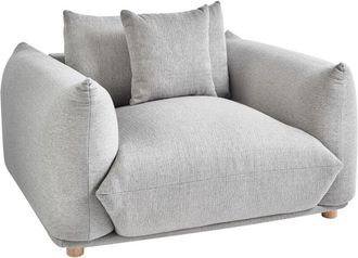 Beliani Sill&oacute;n Sala De Estar Asiento Y Respaldo Tapizados En Tela Patas De Madera Gris Claro Luvos