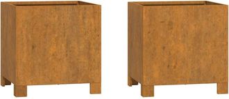 vidaXL Jardineras Con Patas 2 Uds Acero Corten Oxidado 32x30x33 Cm Vidaxl