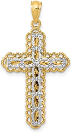 Diamond2Deal 14k Two-tone Gold Gold Polished 2 Level Cross Pendant