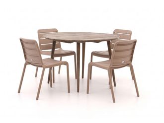 Forza Furniture Forza Narni/ROUGH-K &oslash;115cm dining tuinset 5-delig stapelbaar