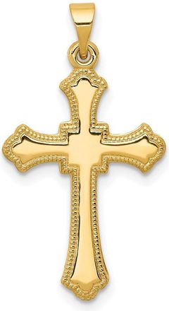 Diamond2Deal 14k Yellow Gold Budded Cross Pendant