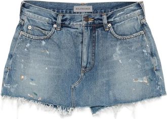 Balenciaga Distressed Paint-splatter Shorts