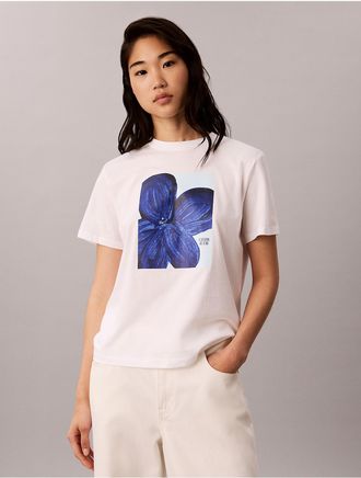 Calvin Klein Jeans Calvin Klein Womens Floral Graphic Logo Tee - White - XL
