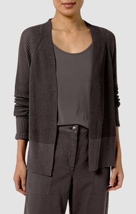 Eileen Fisher Open Long Sleeve Cardigan In Rye