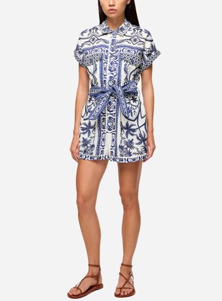 Farm Rio Womens Earthenware palm trees linen romper