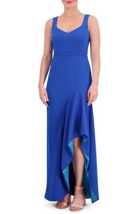 Vince Camuto Ruffle Slit Scuba Crepe Dress in Cobalt at Nordstrom Rack, Size 10