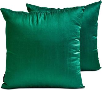 OEM Fundas De Almohada Lumbares Decorativas Homecentric, Verde Esmeralda, Paquete De 2, 35,5 X 66 Cm, Ray&oacute;n, Color Liso, Estilo Moderno - Verde Oscuro, Lu