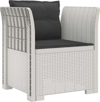 vidaXL Sill&oacute;n Individual Con Cojines Apariencia De Ratan Pp Blanco Vidaxl