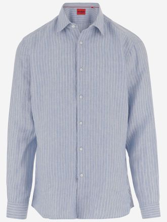 HUGO BOSS Linen Shirt With Striped Pattern