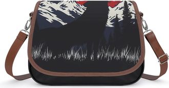 Generic Wolf Howling U.S. Flag Small Womens Crossbody Bags Shoulder Handbag with Adjustable Strap for Travel